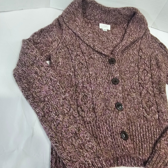 Ann Taylor Marled Purple Button-Up Cardigan - Picture 7 of 16